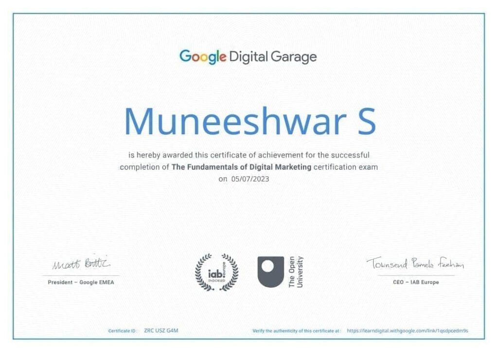 google digital marketing certificate - muni digital marketing