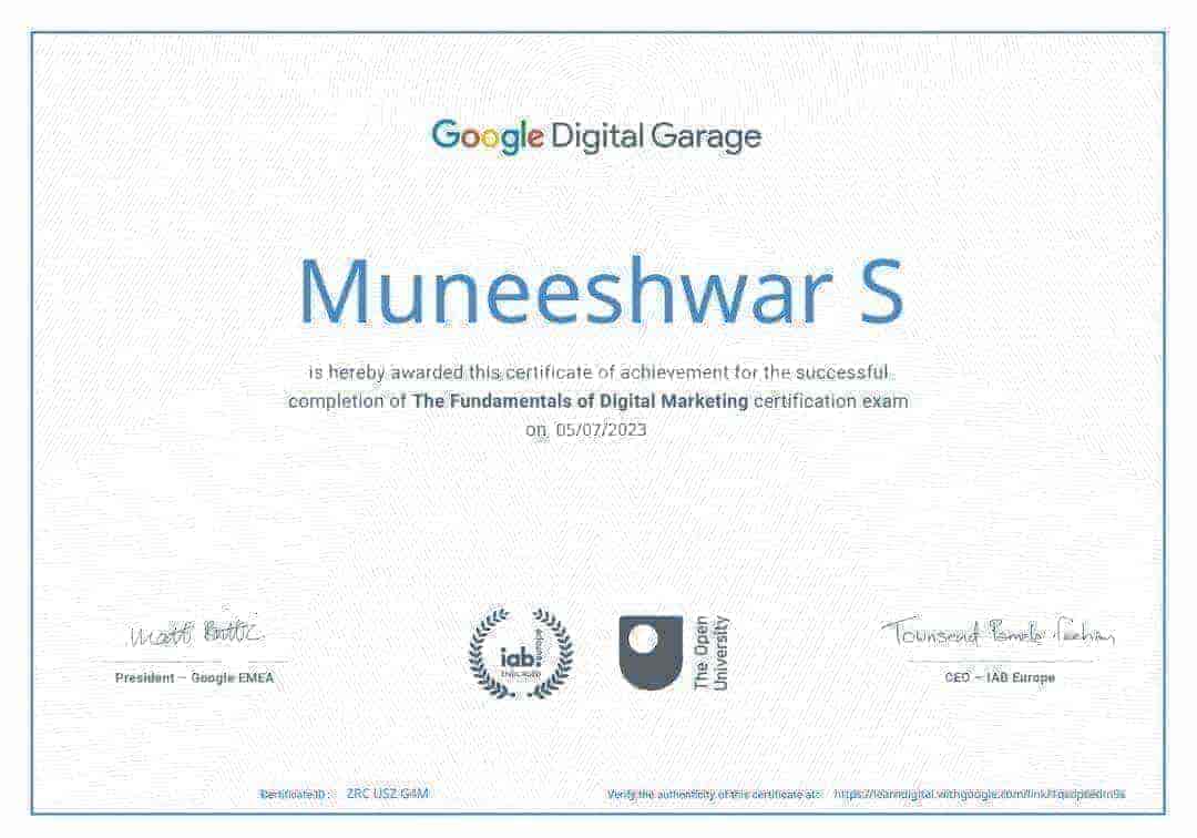 google digital marketing certificate muni digital marketing