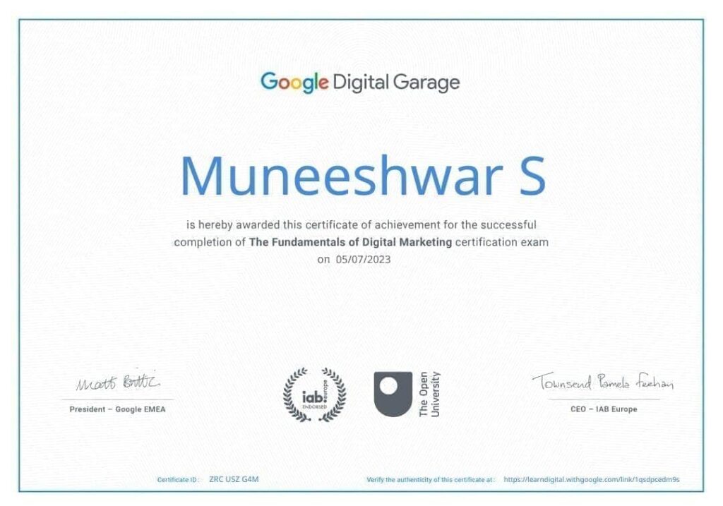 google digital marketing certificate muni digital marketing