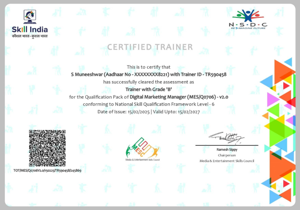 muni digital marketing trainer certificate